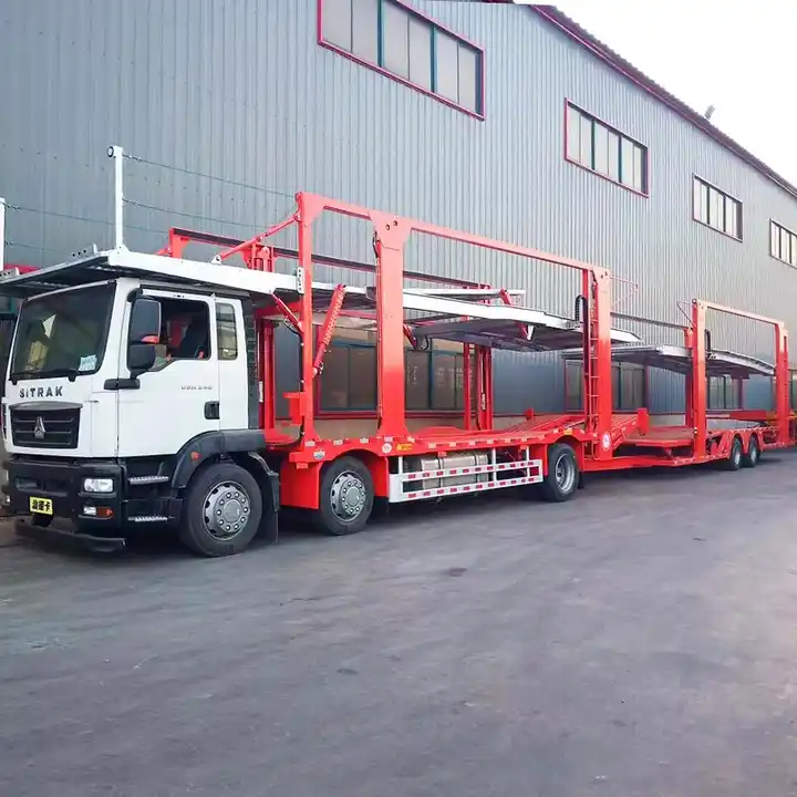 second-hand  2 axles double decks 10 vehicle transport car carrier trailer